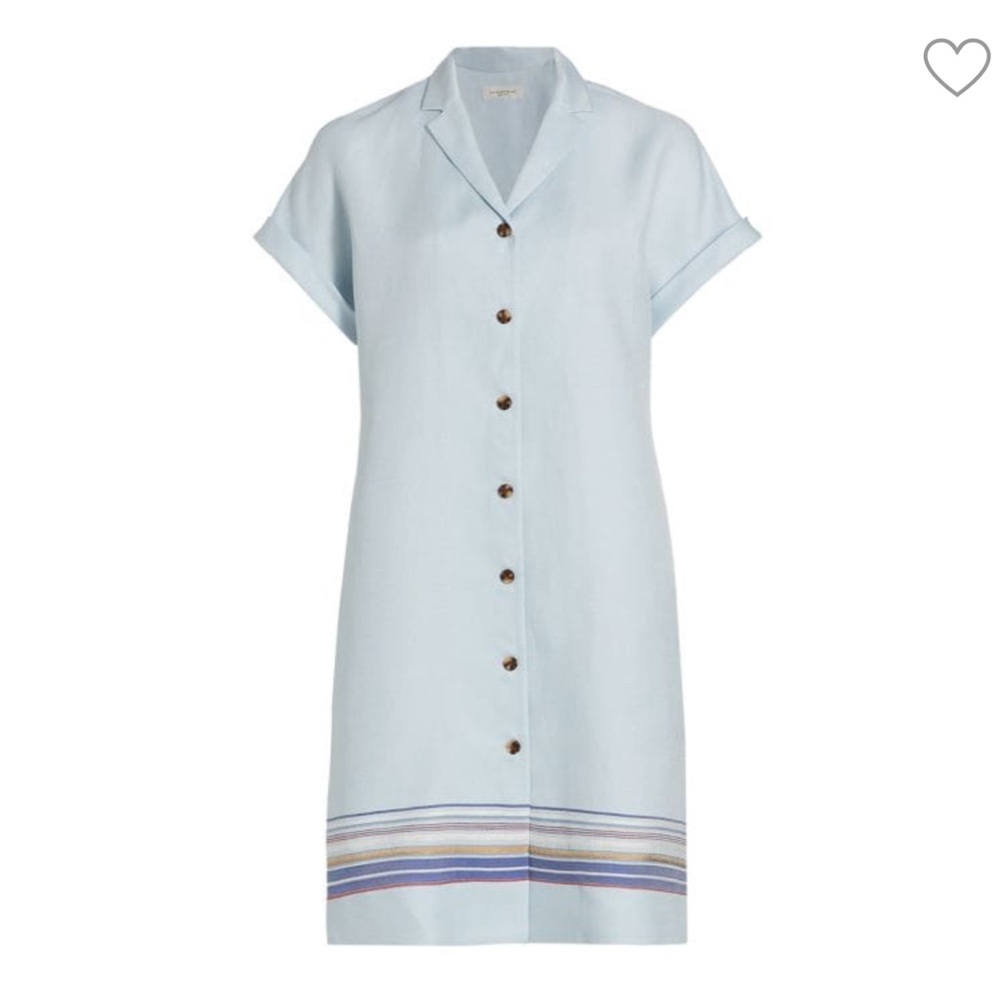 Lafayette 148 New York Sawyer Striped Hem Button-Down Dress